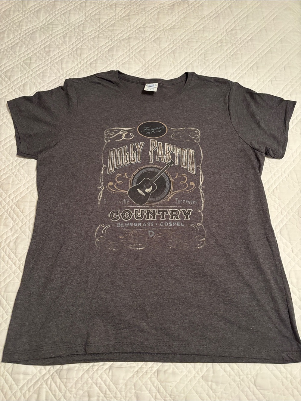 Port and Company Charcoal Graphic Dolly Parton Country Tee Shirt